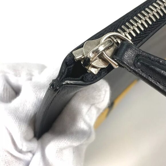 FENDI 7N0078 monster pouch bag Clutch bag Leather Black/yellow - Picture 14 of 15